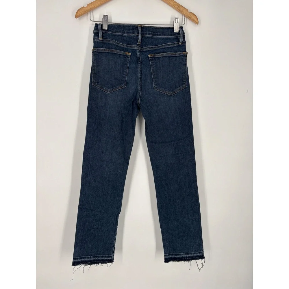 FRAME Jeans Womens 26 Blue Le High Straight Raw Hem Stretch‎ Denim Pants